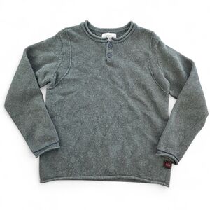 Basic House Hendrix Wool Blend Henley Sweater Green Long Sleeve Unisex Size 100